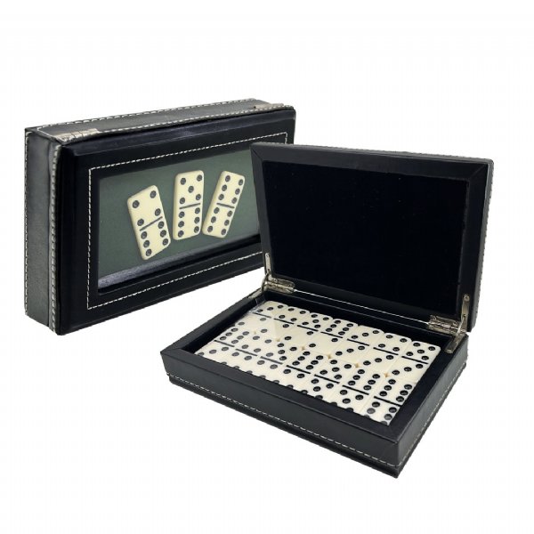 Juego de dominó profesional Double Six 6 28 piezas azulejos de dominó en  estuche de madera