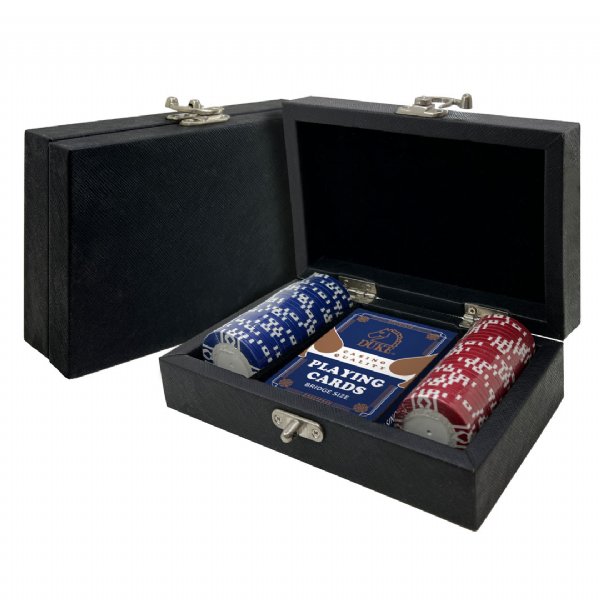 Poker Chip Game Set in Leather Case - 50 Pieces