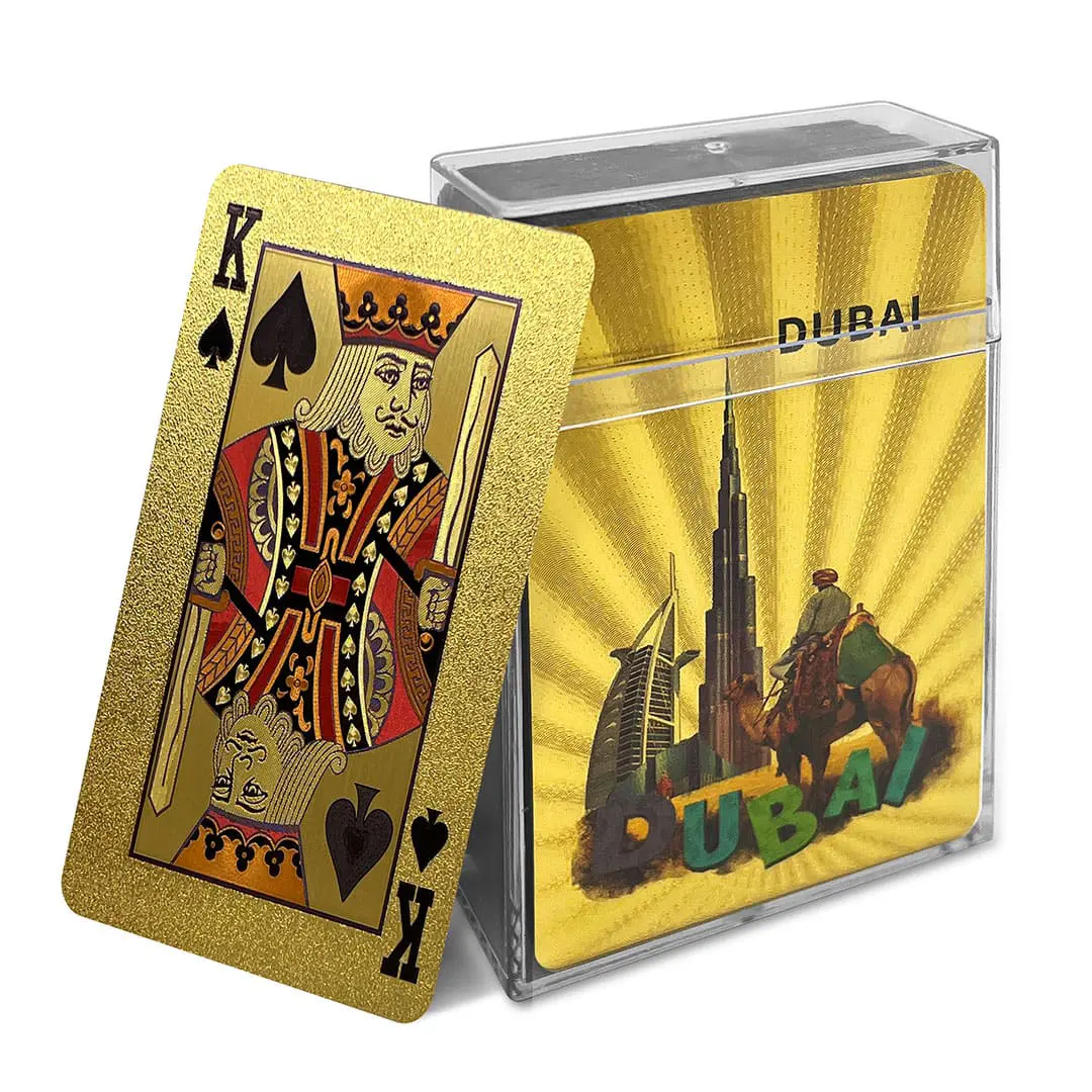 Gold Foil Playing Cards with Dubai Landscape Pattern