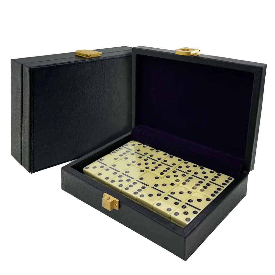 Jumbo Double 6 Crystal Ivory Dominoes Set Custom Logo for Casino