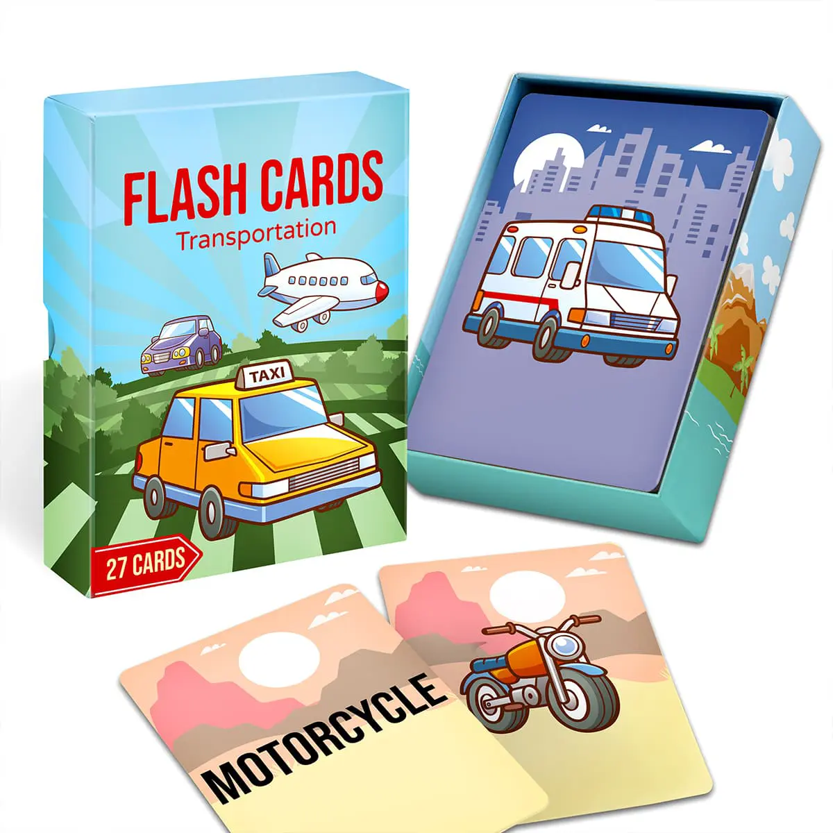 Transportation Flash Cards Set